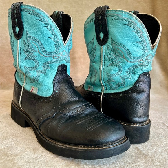Justin Women's 11 B Gypsy Gemma Light Blue Leather Western Cowboy Cowgirl Boots - Picture 1 of 12